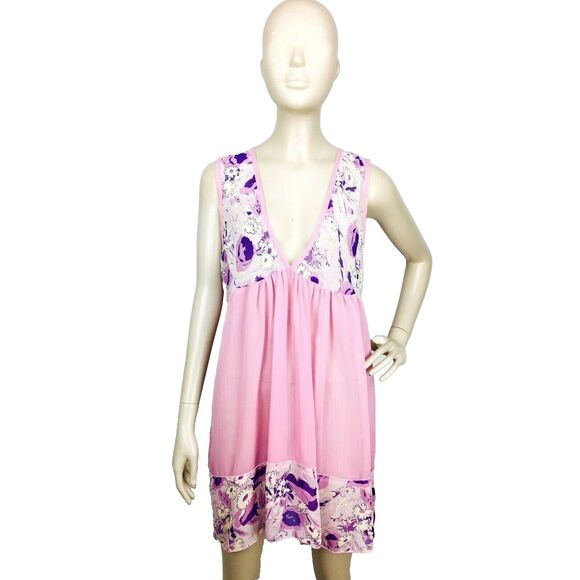 VTG Y2K Urban Outfitters Kimchi Blue Sheer Crinkle Flowy Boho Floral Dress NEW - Picture 3 of 6